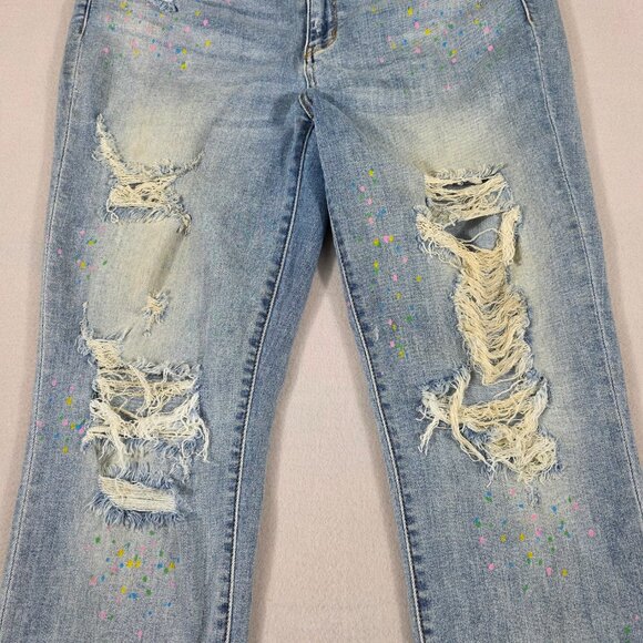 Judy Blue Jeans Womens 13/31 Blue Denim Boyfriend Fit Distressed Stretch - Picture 3 of 16